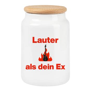 Lauter als dein Ex, jetzt auf Shirt! Partner - Keksdose mit Holzdeckel - Weiß - Vorne