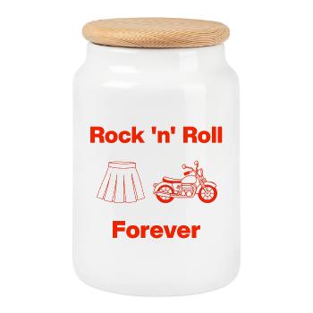 Rock 'n' Roll Forever – Rock & Roll! - Cookie Jar with Wooden Lid - white - Front