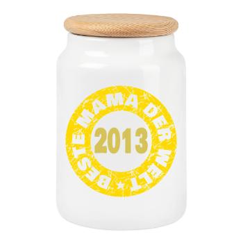 2013 - Cookie Jar with Wooden Lid - white - Front