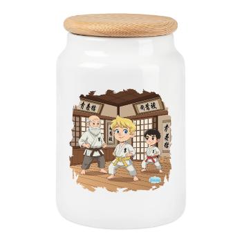 Bouno in Karate - Little Martial Artist - Cookie Jar with Wooden Lid - white - Front