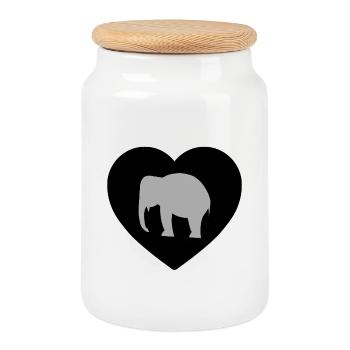 Elephant - Cookie Jar with Wooden Lid - white - Front