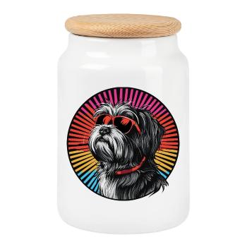 Lunettes de soleil pour chiens Rétro Radial - Boîte à biscuits avec couvercle en bois - blanc - Devant