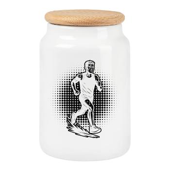 Pure Running Focus - Cookie Jar with Wooden Lid - white - Front