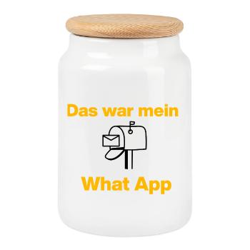 Das war mein WhatsApp – Retro Chat! Brief, Post  - Keksdose mit Holzdeckel - Weiß - Vorne