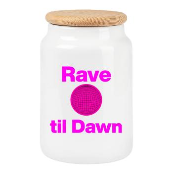 Rave jusqu’à l’aube – Lumière rose mondiale ! - Boîte à biscuits avec couvercle en bois - blanc - Devant