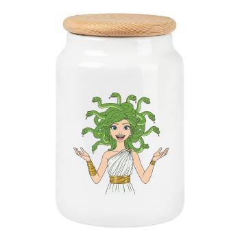 Medusa, die Göttin aus der griechischen Mythologie - Keksdose mit Holzdeckel - Weiß - Vorne