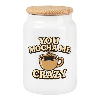 Toi, tu me fais un moka de café fou - Boîte à biscuits avec couvercle en bois - blanc - Devant
