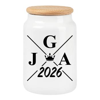 Jga 2026 Logo - Cookie Jar with Wooden Lid - white - Front