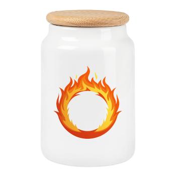 Anneau de feu - Boîte à biscuits avec couvercle en bois - blanc - Devant