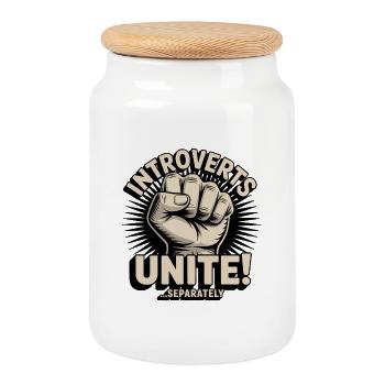 Introvertierte Vereinen, serparately – Introvertierter Tee - Keksdose mit Holzdeckel - Weiß - Vorne