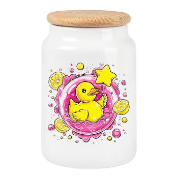 Caneton Néon Agrume Coin-Agrume - Boîte à biscuits avec couvercle en bois - blanc - Devant