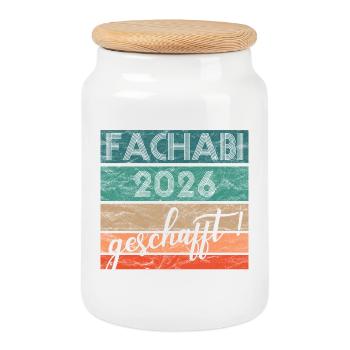 Vocational baccalaureate Fachabi 2026 completed - Cookie Jar with Wooden Lid - white - Front