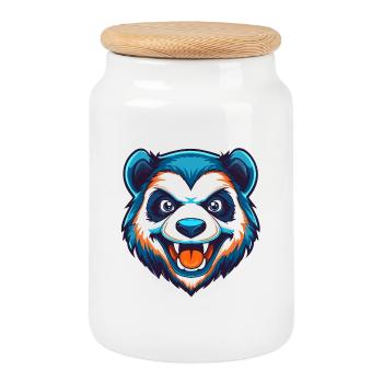 Savage Panda Esports Mascot Logo - Cookie Jar with Wooden Lid - white - Front
