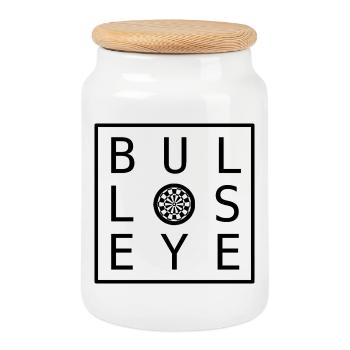 Veste de fléchettes en cible de cible, polo, t-shirt, sac, sac - Boîte à biscuits avec couvercle en bois - blanc - Devant