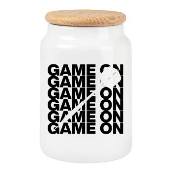 Game On: Dart Attack! ONEHUNDRETEIGHTY, Pfeil weiß - Keksdose mit Holzdeckel - Weiß - Vorne