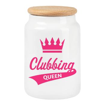 Clubbing Queen (Party / Feiern / Tanzen / Pink) - Keksdose mit Holzdeckel - Weiß - Vorne