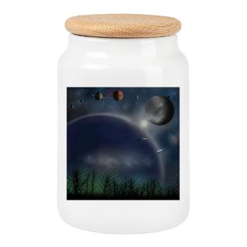 Planet X - Keksdose mit Holzdeckel - Weiß - Vorne