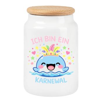Ich bin ein Karnewal Karneval Fasching Geschenk - Keksdose mit Holzdeckel - Weiß - Vorne