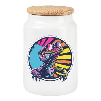Neon Salamander Animal Sunglasses - Cookie Jar with Wooden Lid - white - Front