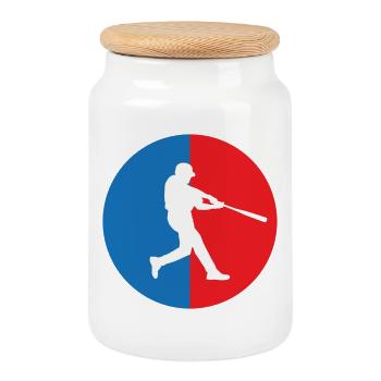 Baseball – Sport - Keksdose mit Holzdeckel - Weiß - Vorne