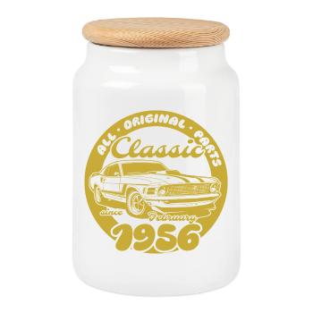 70e anniversaire - Classic Musclecar 02/1956 - Boîte à biscuits avec couvercle en bois - blanc - Devant