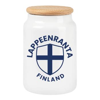 Lappeenranta-Schild Finnland - Keksdose mit Holzdeckel - Weiß - Vorne