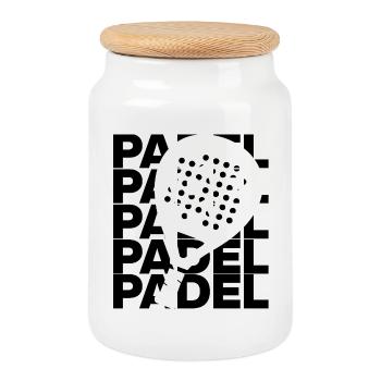 Padel Padel – Racket Love! Court King & Queen - Keksdose mit Holzdeckel - Weiß - Vorne