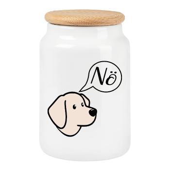 No dogs - Cookie Jar with Wooden Lid - white - Front