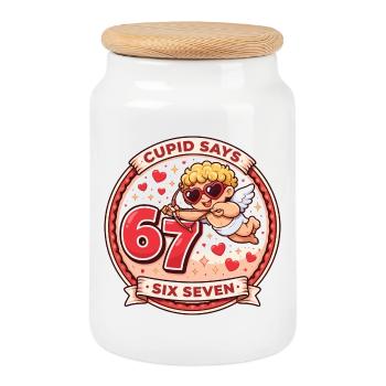 Cupid Tage 67 Liebe Lustig Geschenk Valentinstag - Keksdose mit Holzdeckel - Weiß - Vorne