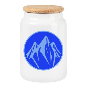 Mountains Mountains - Cookie Jar with Wooden Lid - white - Front