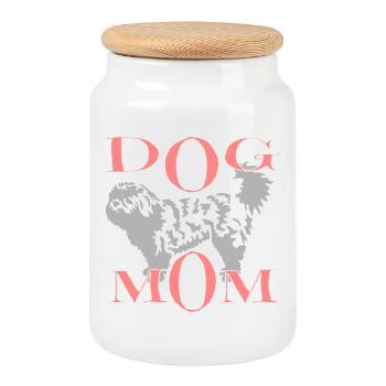 Dog with text - Cookie Jar with Wooden Lid - white - Front