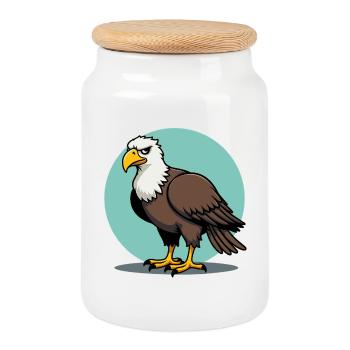Proud Eagle Majestic Bird of Prey - Cookie Jar with Wooden Lid - white - Front