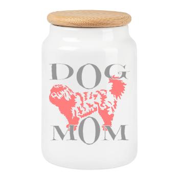 Motif Chien - Boîte à biscuits avec couvercle en bois - blanc - Devant