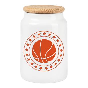 Basketball – sports team passion competitive court - Cookie Jar with Wooden Lid - white - Front