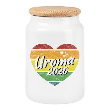 Great-grandma 2026 great-grandmother-to-be great-grandma grandma retro - Cookie Jar with Wooden Lid - white - Front