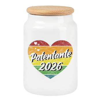 Patentante 2026 Taufpatin retro vintage - Keksdose mit Holzdeckel - Weiß - Vorne