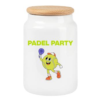 Fête de padelle, balles de bal ! Écrase-le - Boîte à biscuits avec couvercle en bois - blanc - Devant