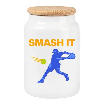 Fracasse, puissance de padel ! Padel Sport - Boîte à biscuits avec couvercle en bois - blanc - Devant