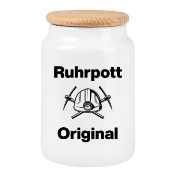 Ruhrpott Original, Bergmann Stolz! NRW, Kohle - Keksdose mit Holzdeckel - Weiß - Vorne