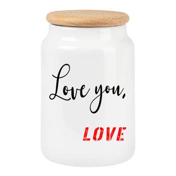 Valentine's Day - Love You Message - Cookie Jar with Wooden Lid - white - Front