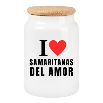 SAMARITER DER LIEBE - Keksdose mit Holzdeckel - Weiß - Vorne