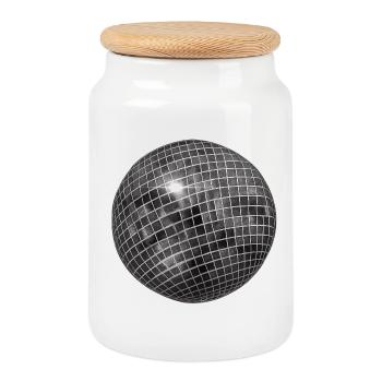 Geometric glitter sphere - Cookie Jar with Wooden Lid - white - Front