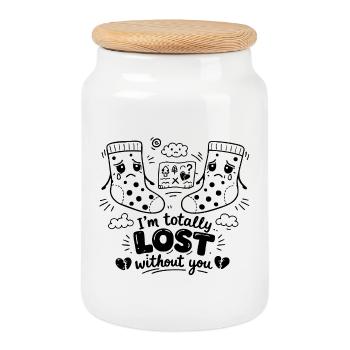 Déclaration de Gribouillis Totalement Perdus Sans Toi - Boîte à biscuits avec couvercle en bois - blanc - Devant