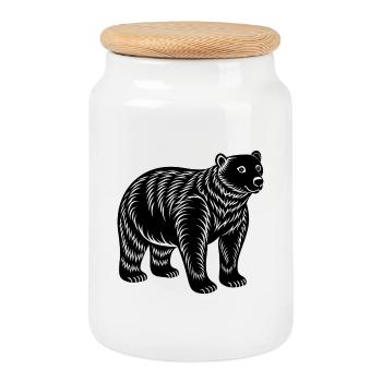 Polar bear - Cookie Jar with Wooden Lid - white - Front