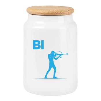 Biathlon Biathlete - Cookie Jar with Wooden Lid - white - Front