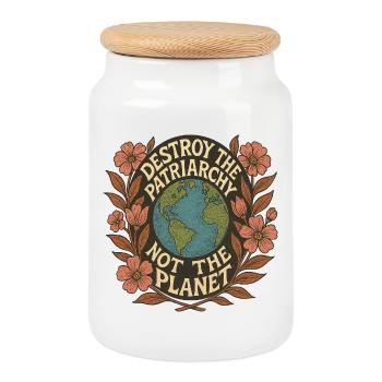 Détruisez le patriarcat, pas la planète - Boîte à biscuits avec couvercle en bois - blanc - Devant