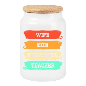 Professeur remplaçant Professeur remplaçant - Boîte à biscuits avec couvercle en bois - blanc - Devant