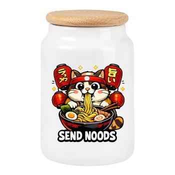 Send Noods Kawaii Ramen - Keksdose mit Holzdeckel - Weiß - Vorne