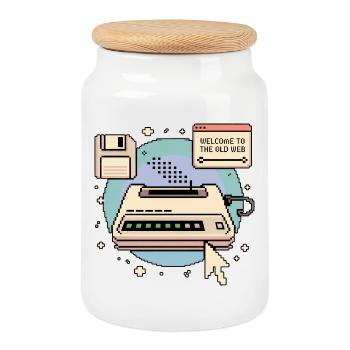 Welcome To The Old Web Retro Internet - Cookie Jar with Wooden Lid - white - Front