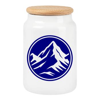Mountain icon summit - Cookie Jar with Wooden Lid - white - Front